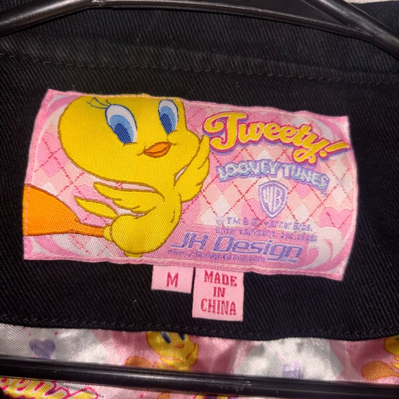 Vintage Jeff Hamilton Tweety Bird Jacket Size Youth M Racing Bomber Embroider - Picture 3 of 9